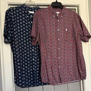 Southern Proper Men's Red and Blue Patterned Shirts Size Large